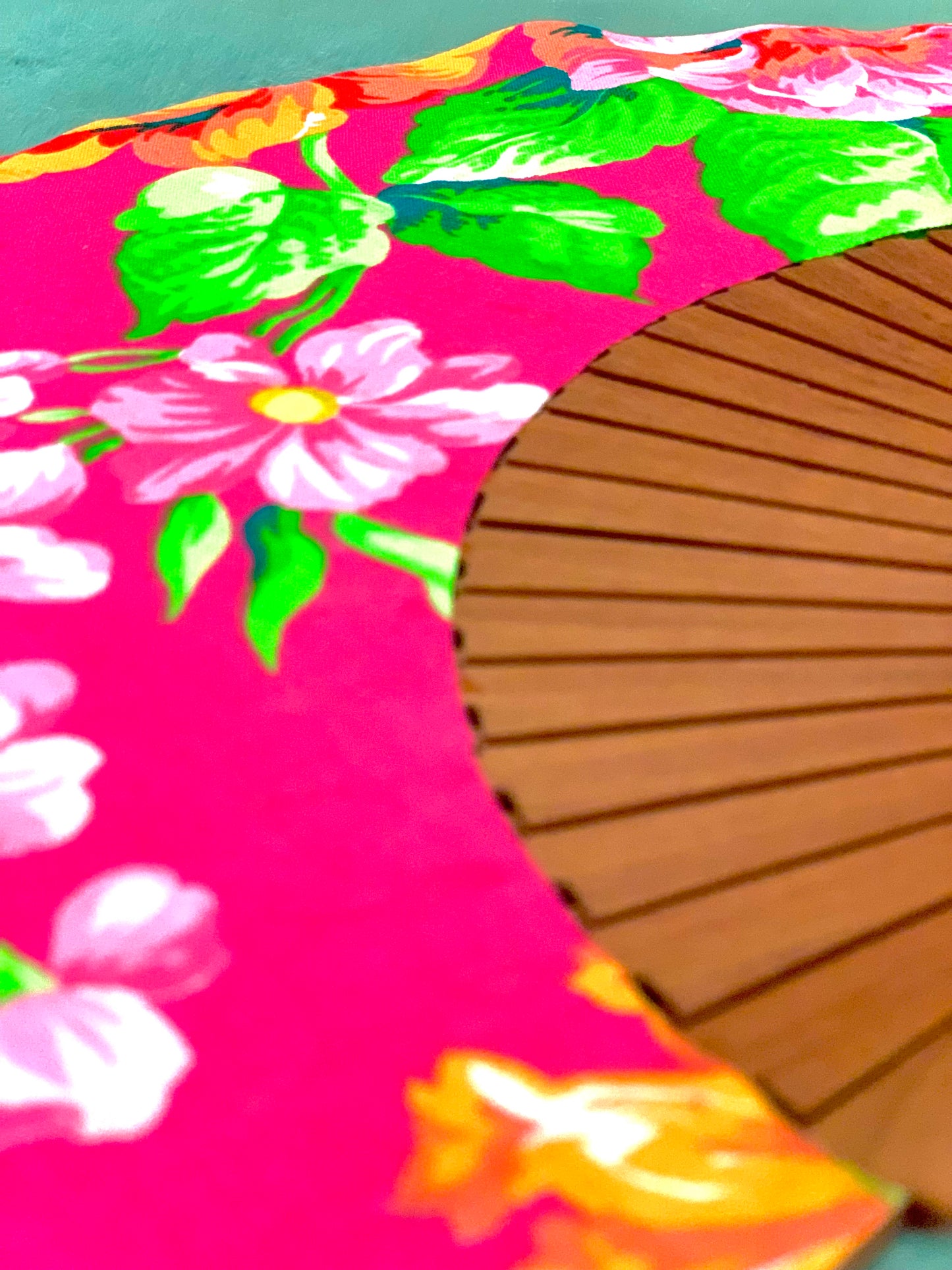 Abanico rosa flores flamenco