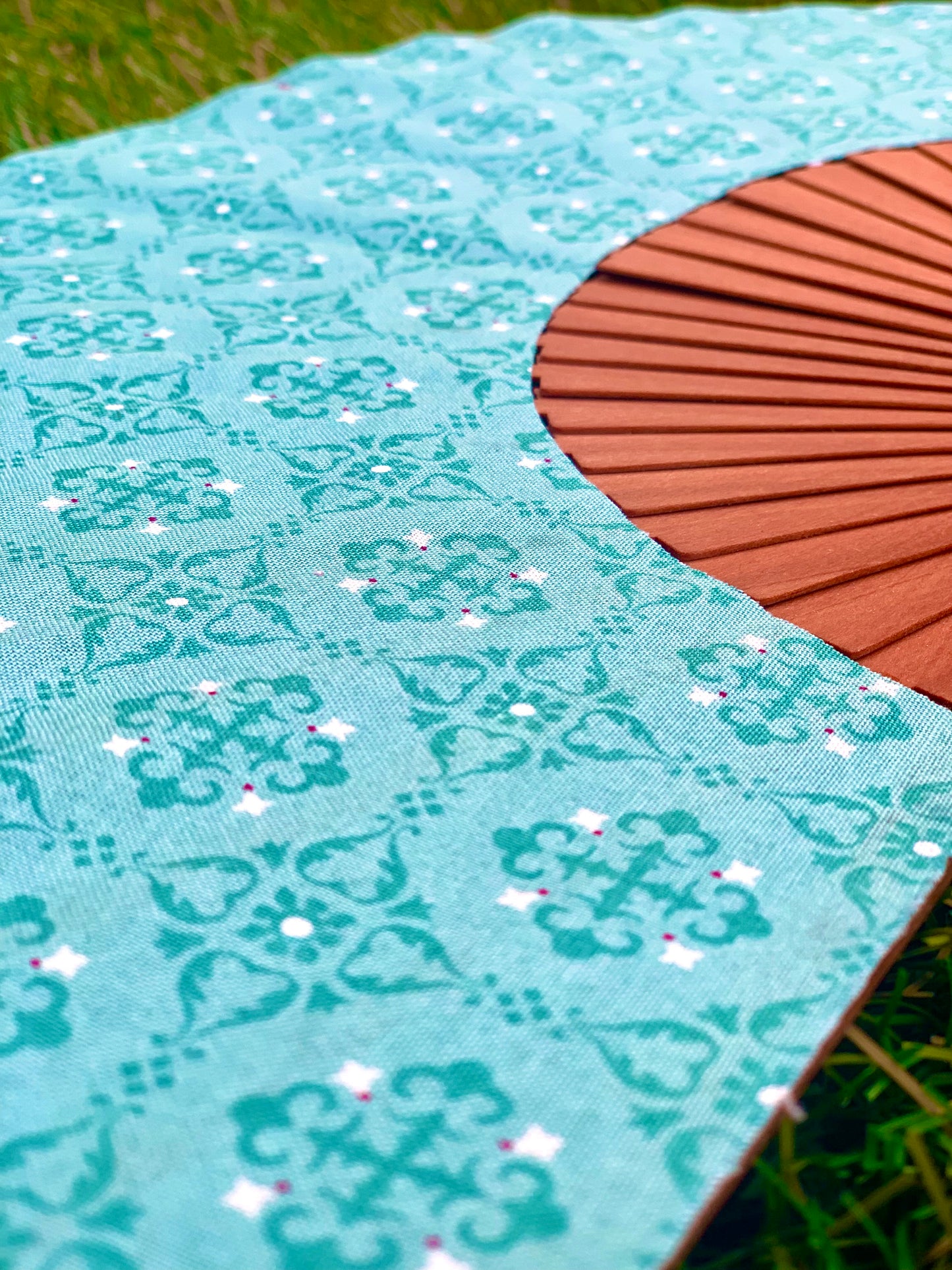 Abanico mosaico verde agua