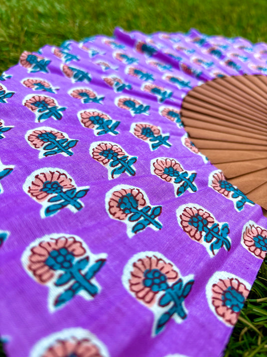 Abanico block print morado
