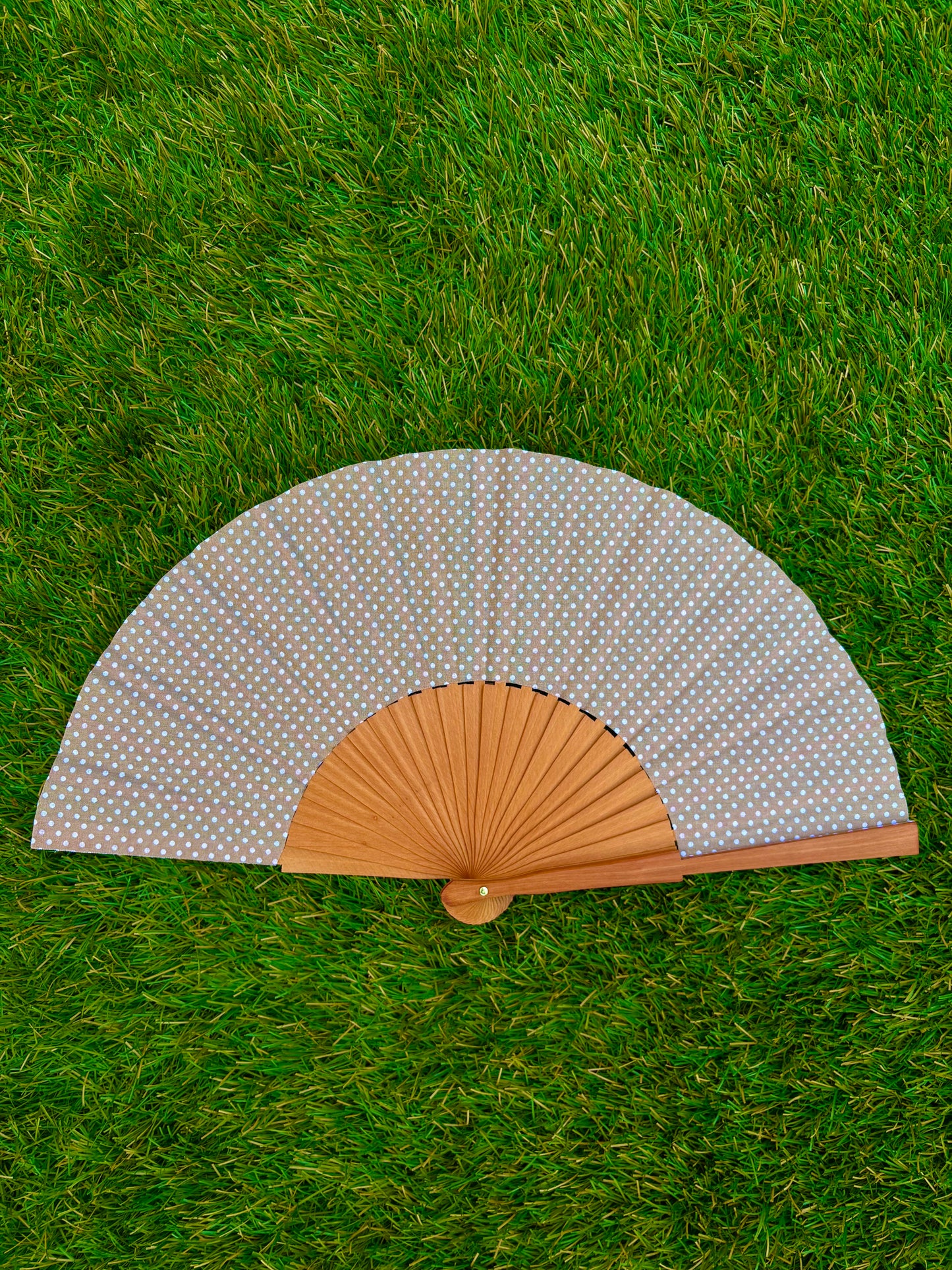 Abanico lunares azules y marrón