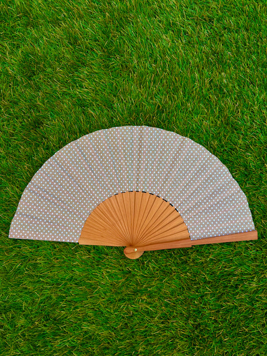 Abanico lunares azules y marrón