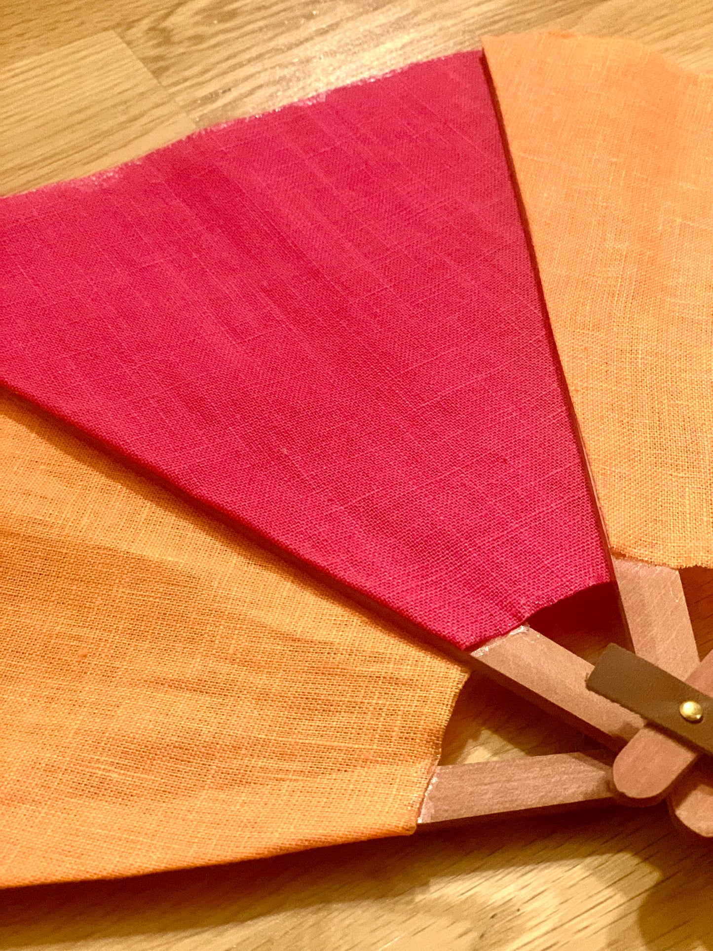 Abanico vela lino rosa y naranja