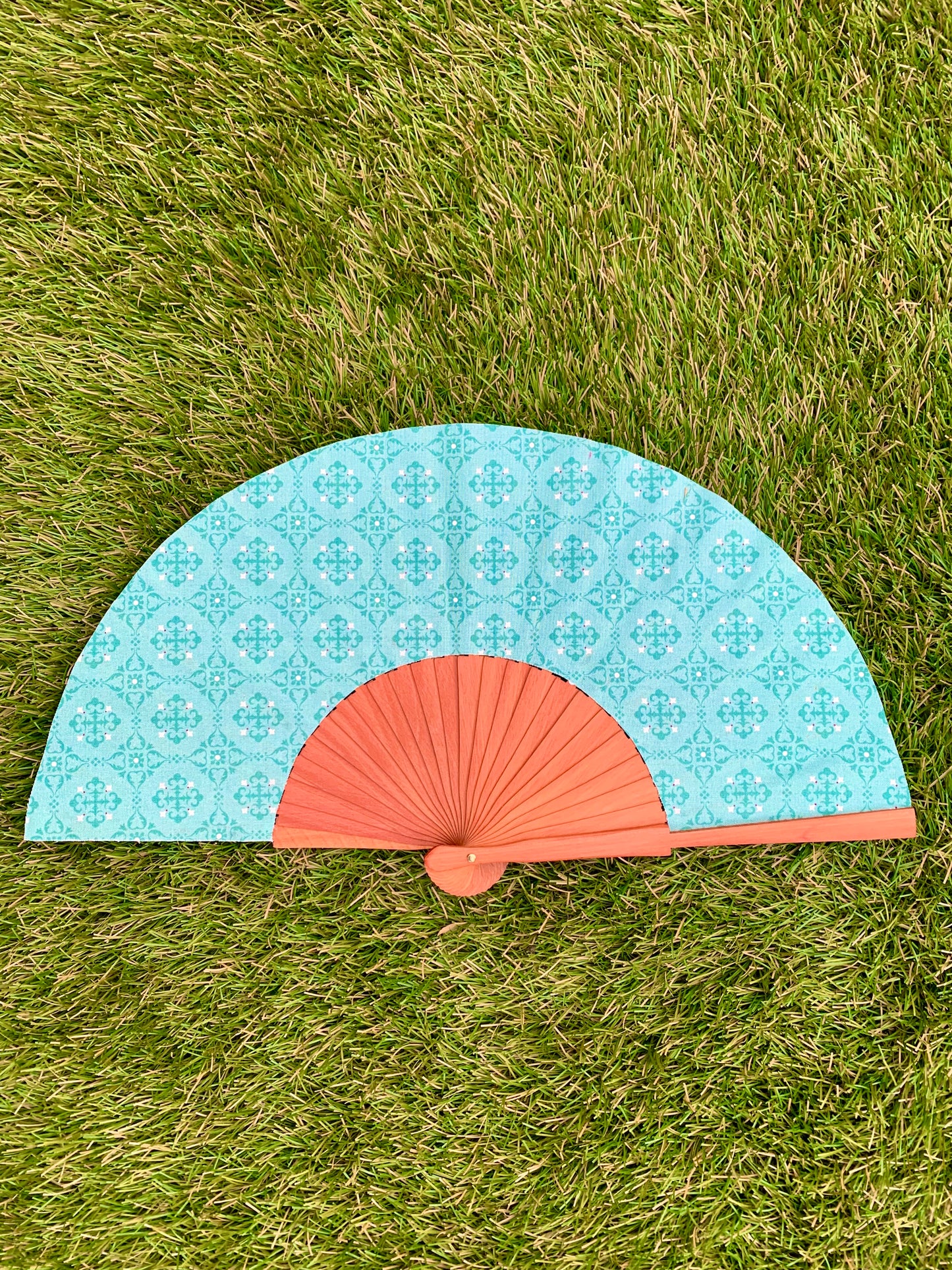 Abanico mosaico verde agua