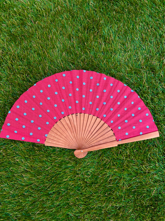 Abanico lunares verdes y rojo
