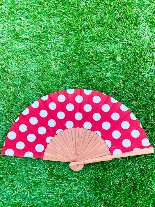 Abanico lunares blancos y rojo