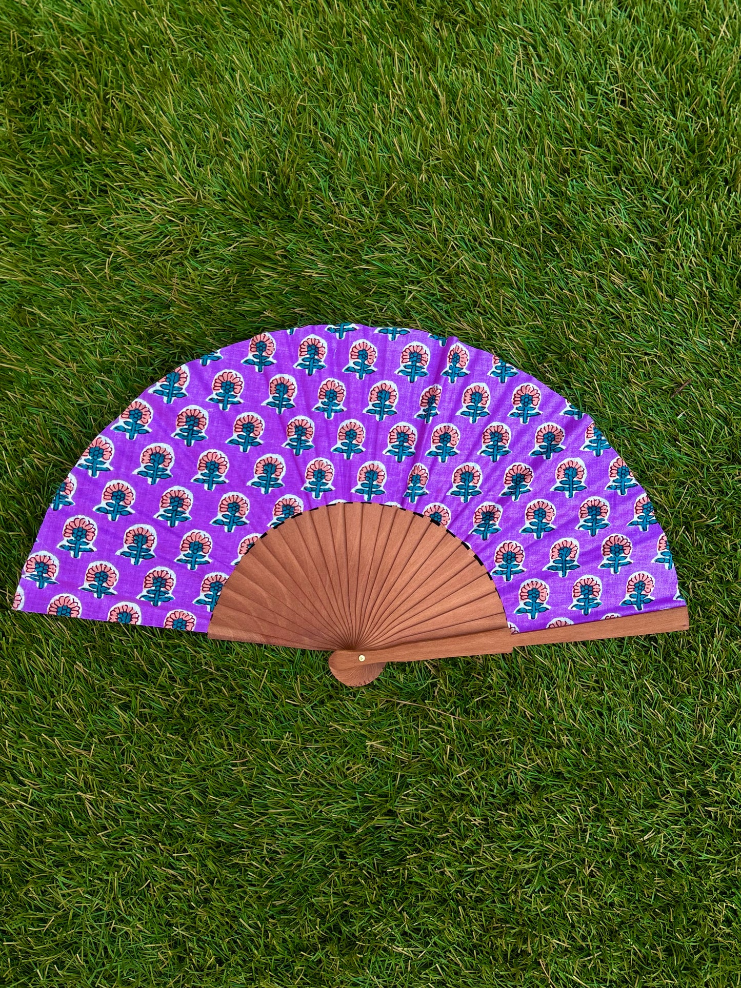 Abanico block print morado