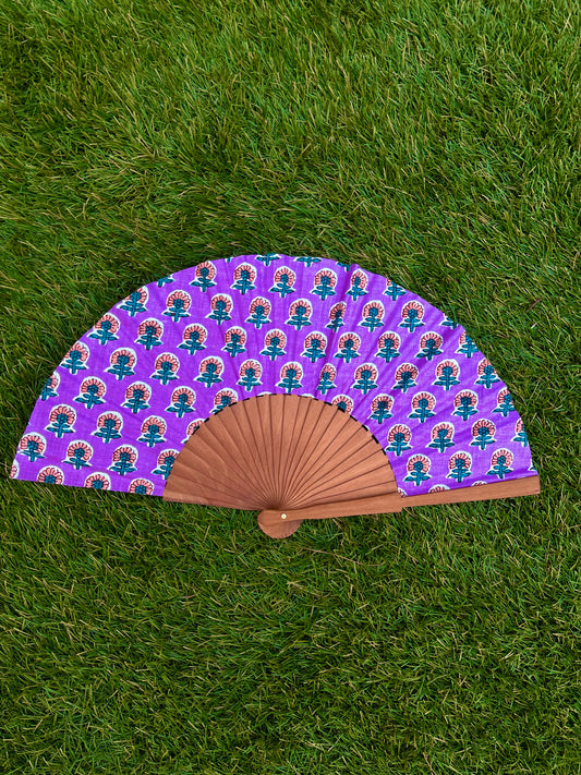 Abanico block print morado