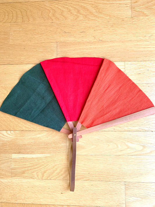 Abanico vela lino verde, roja y naranja