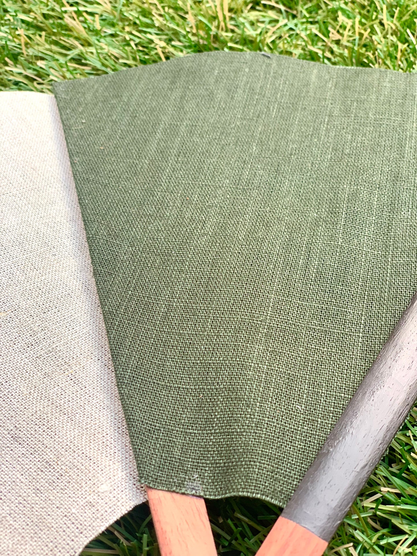 Abanico vela hombre verde y beige