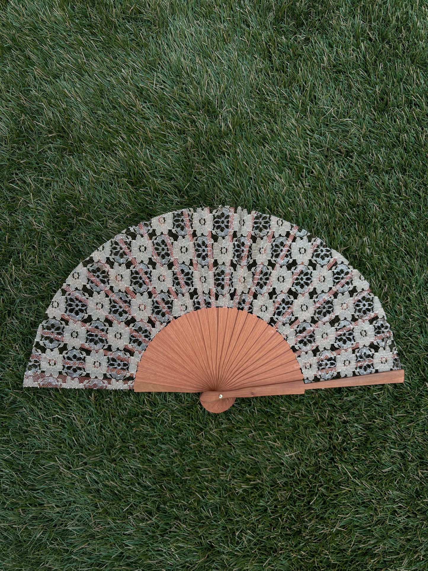 Abanico encaje beige