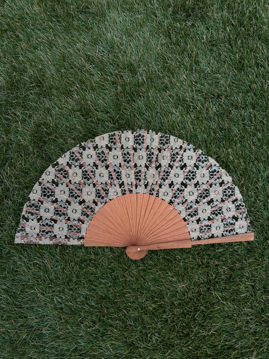 Abanico encaje beige