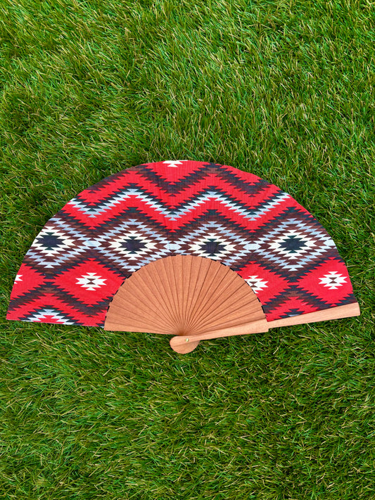 Abanico étnico rojo