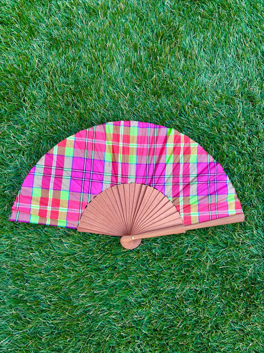 Abanico cuadros rojo verde
