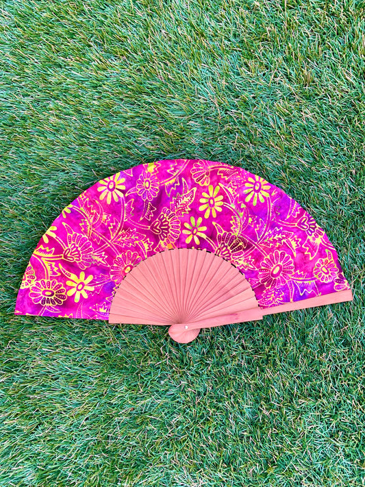 Abanico batik rosa