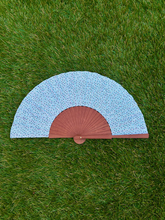 Abanico puntitos azul blanco