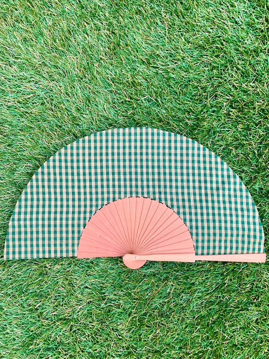 Abanico cuadros verdes