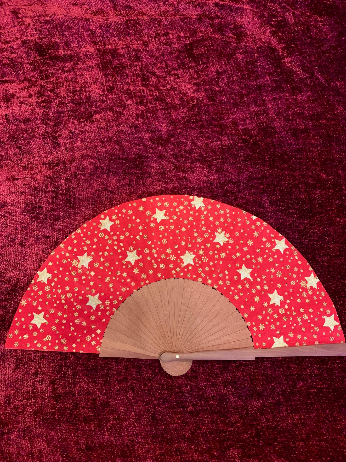 Abanico Navidad estrellas doradas